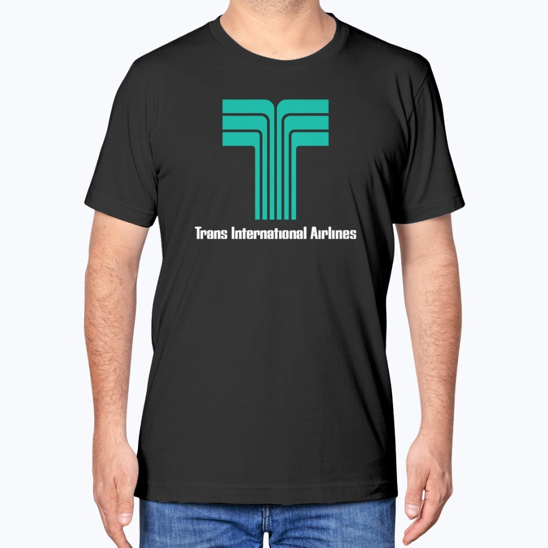 Trans International Airlines Unisex T-Shirt - Black - Model