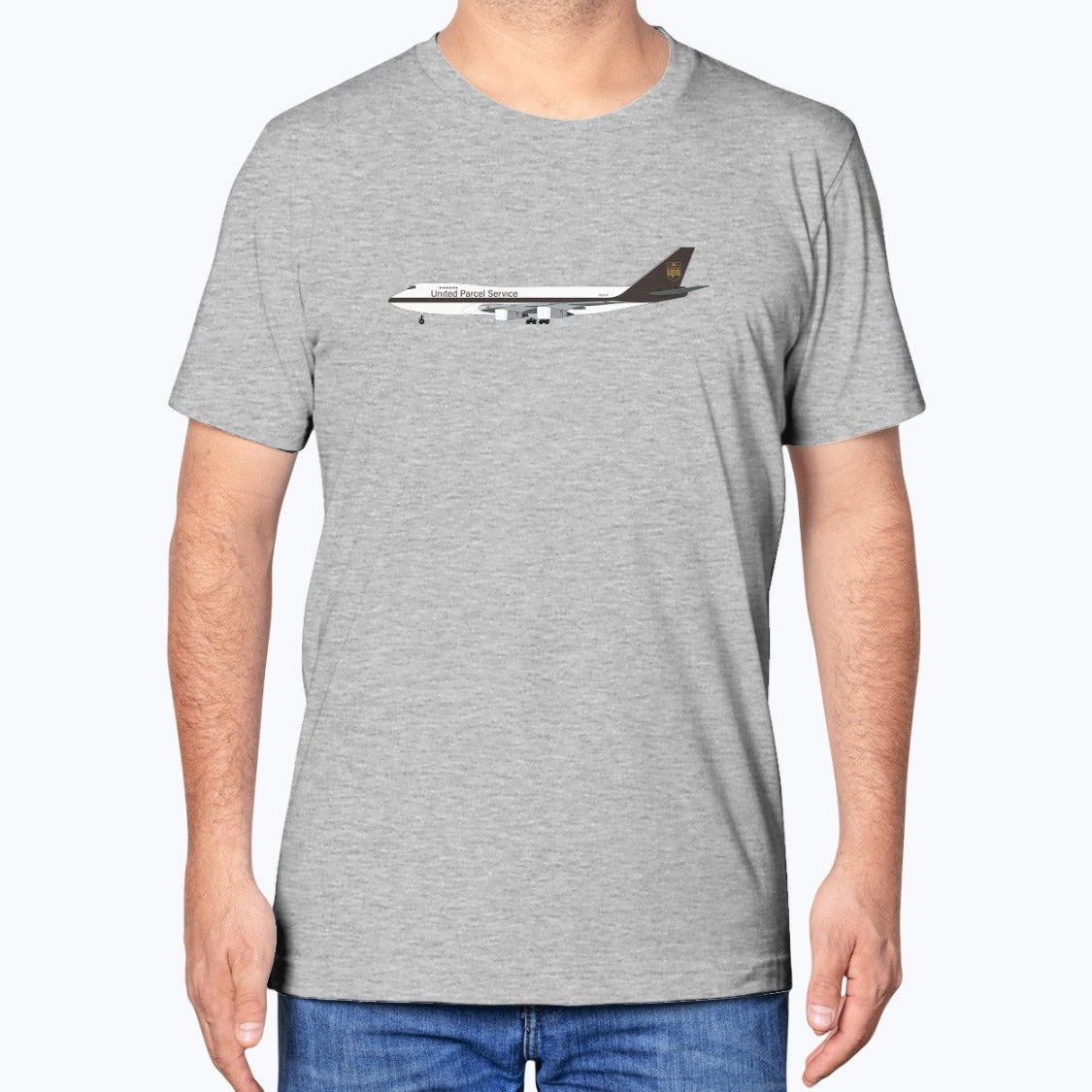 UPS B747-200 Unisex T-Shirt - Athletic Heather - Model
