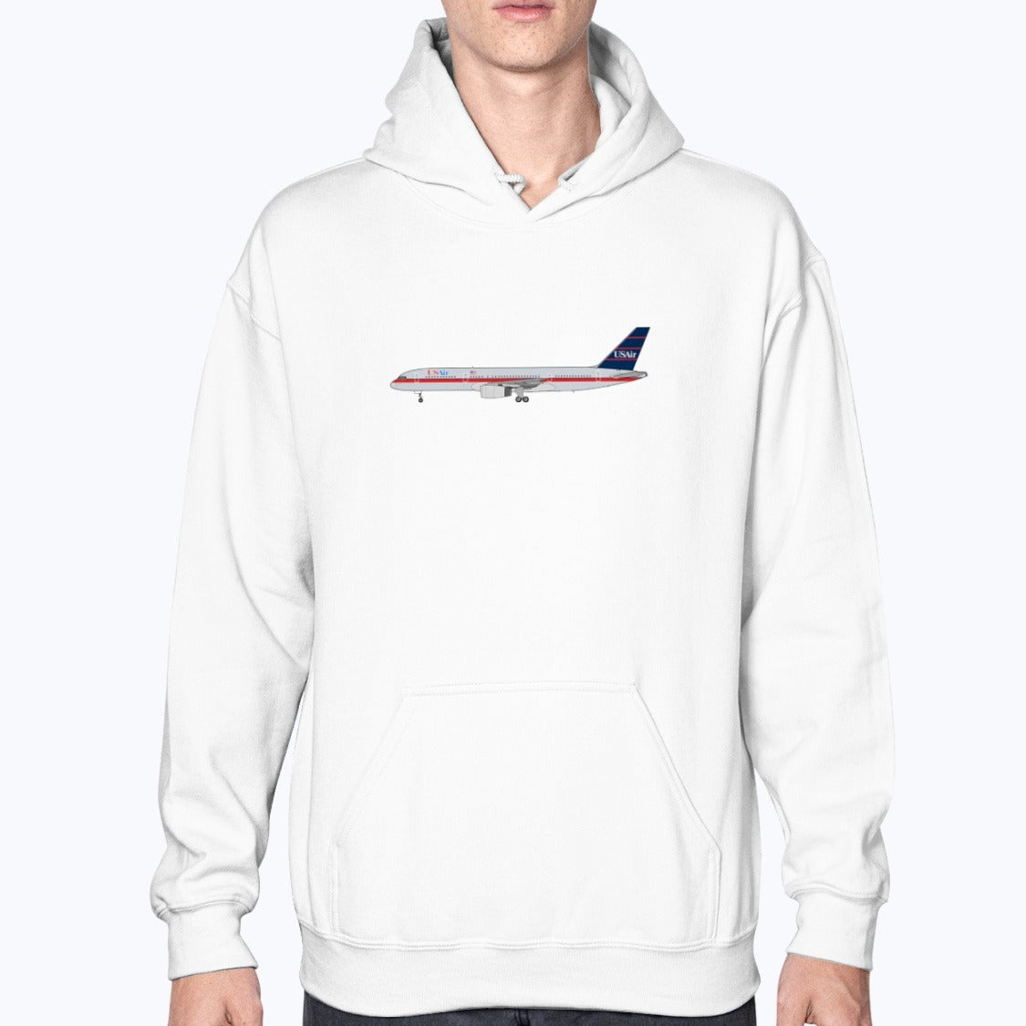 USAir B757 Unisex Hoodie - White - Model