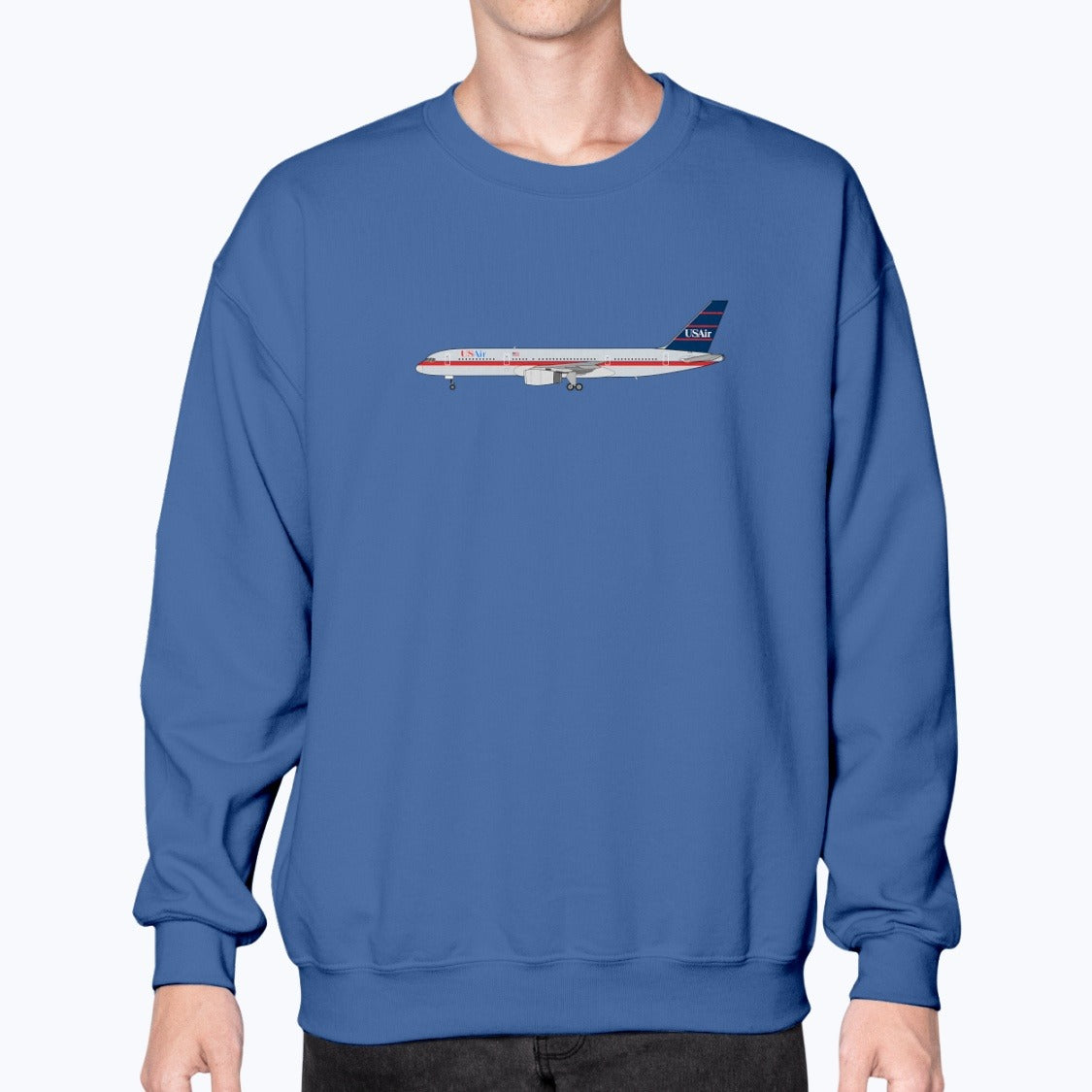USAir B757 Unisex Sweatshirt - Royal Blue - Model