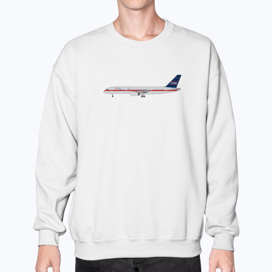 USAir B757 Unisex Sweatshirt - White - Model