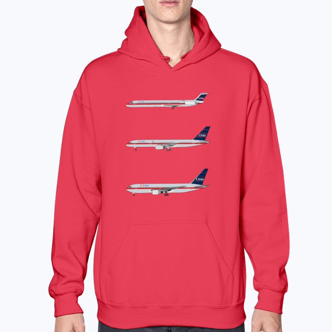 USAir MD-80, B757, B767 Unisex Hoodie - Red - Model