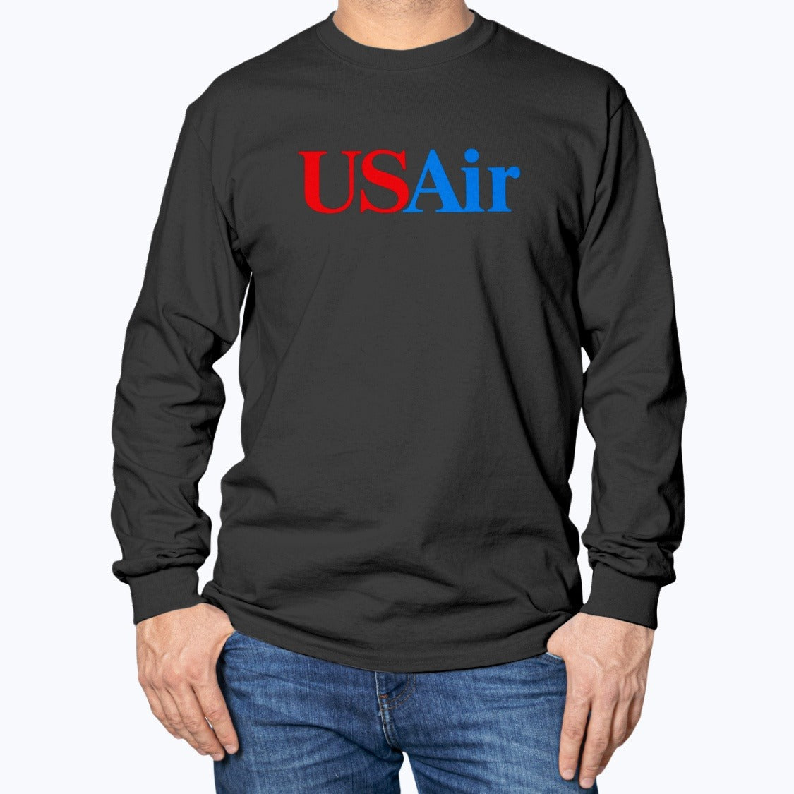 USAir Unisex Long Sleeve T-Shirt - Black - Model