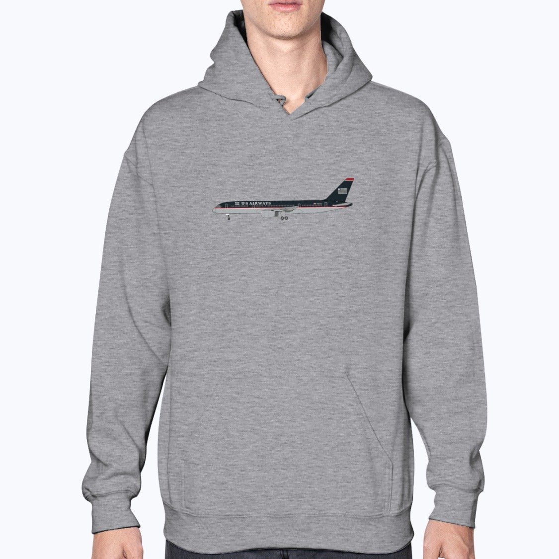 US Airways B757-200 Unisex Hoodie - Sport Grey - Model