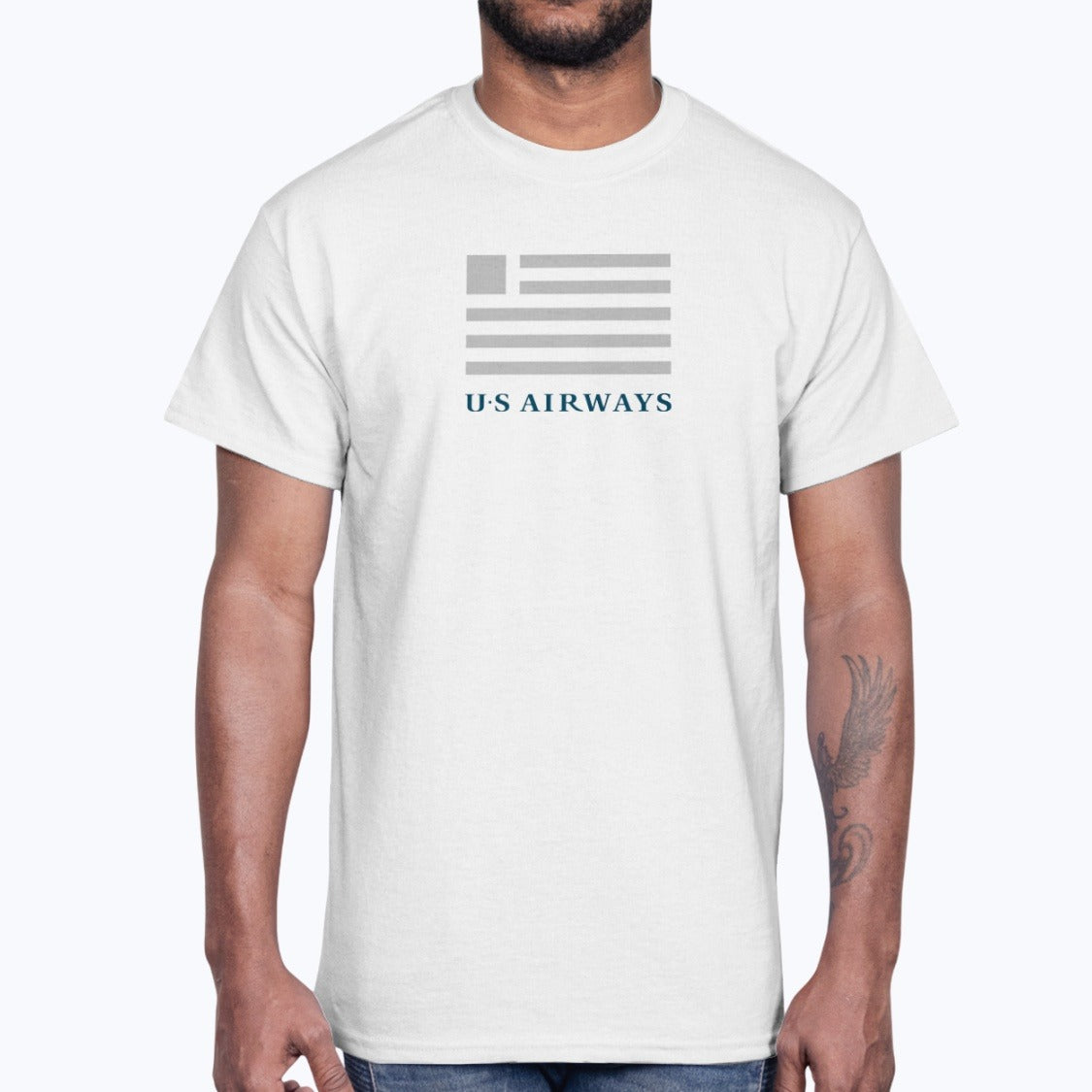 US Airways Unisex T-Shirt - White - Model