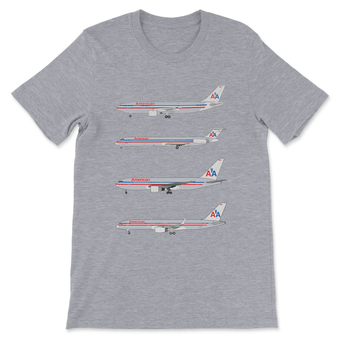 American Airlines A300, MD-80, B767, B757 Unisex T-Shirt - Athletic Heather