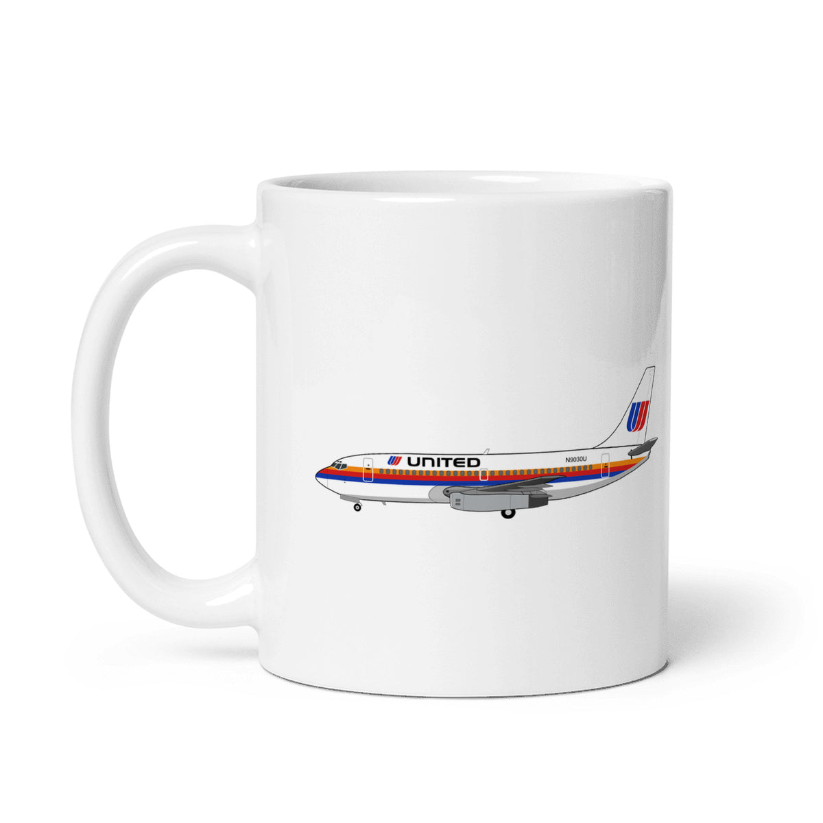 United Airlines B737-200 Coffee Mug - White - 11 oz - Right