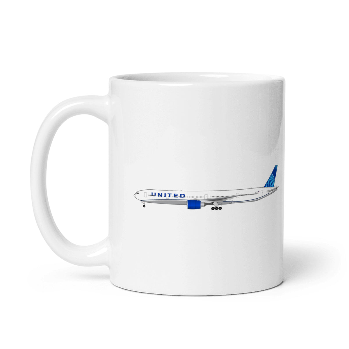 United Airlines Boeing B777-300ER Coffee Mug - White - 11 oz - Right