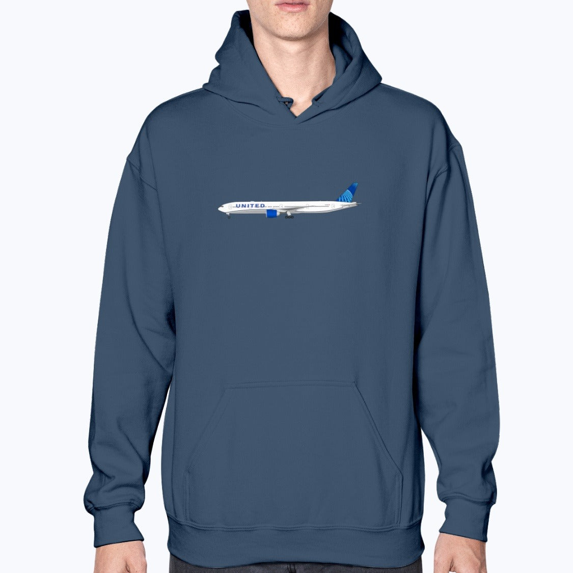 United Airlines Boeing B777-300ER Unisex Hoodie - Navy - Model