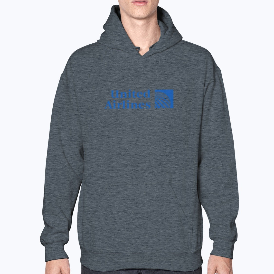 United Airlines Unisex Hoodie - Dark Heather - Model