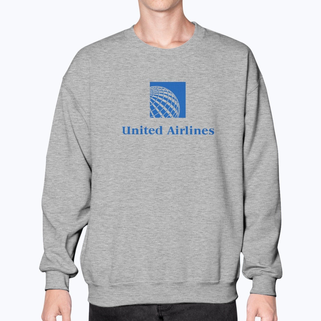 United Airlines Unisex Sweatshirt - Sport Grey - Model