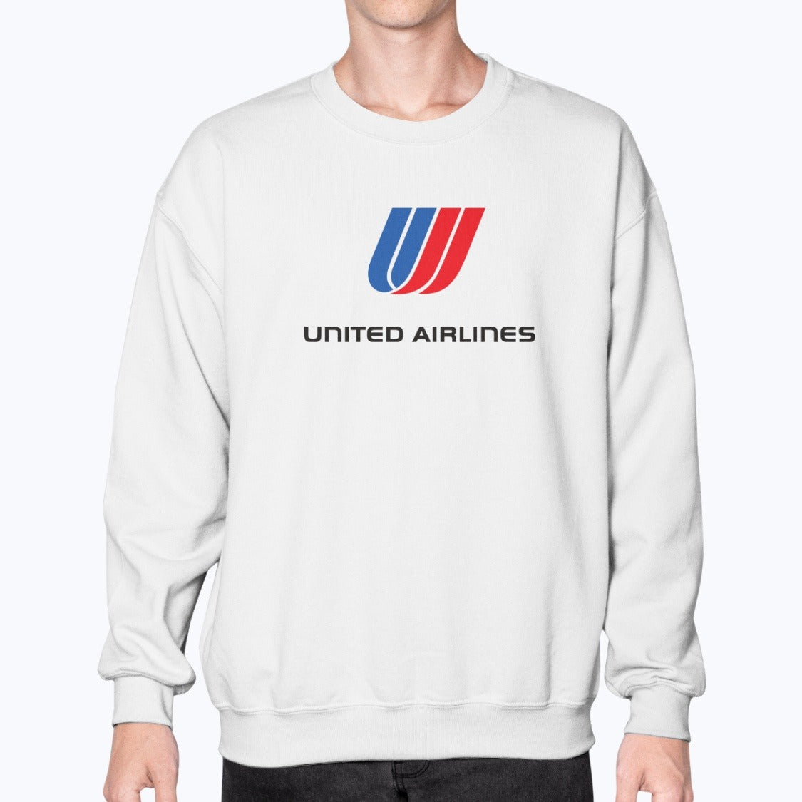 United Airlines Unisex Sweatshirt - White - Model