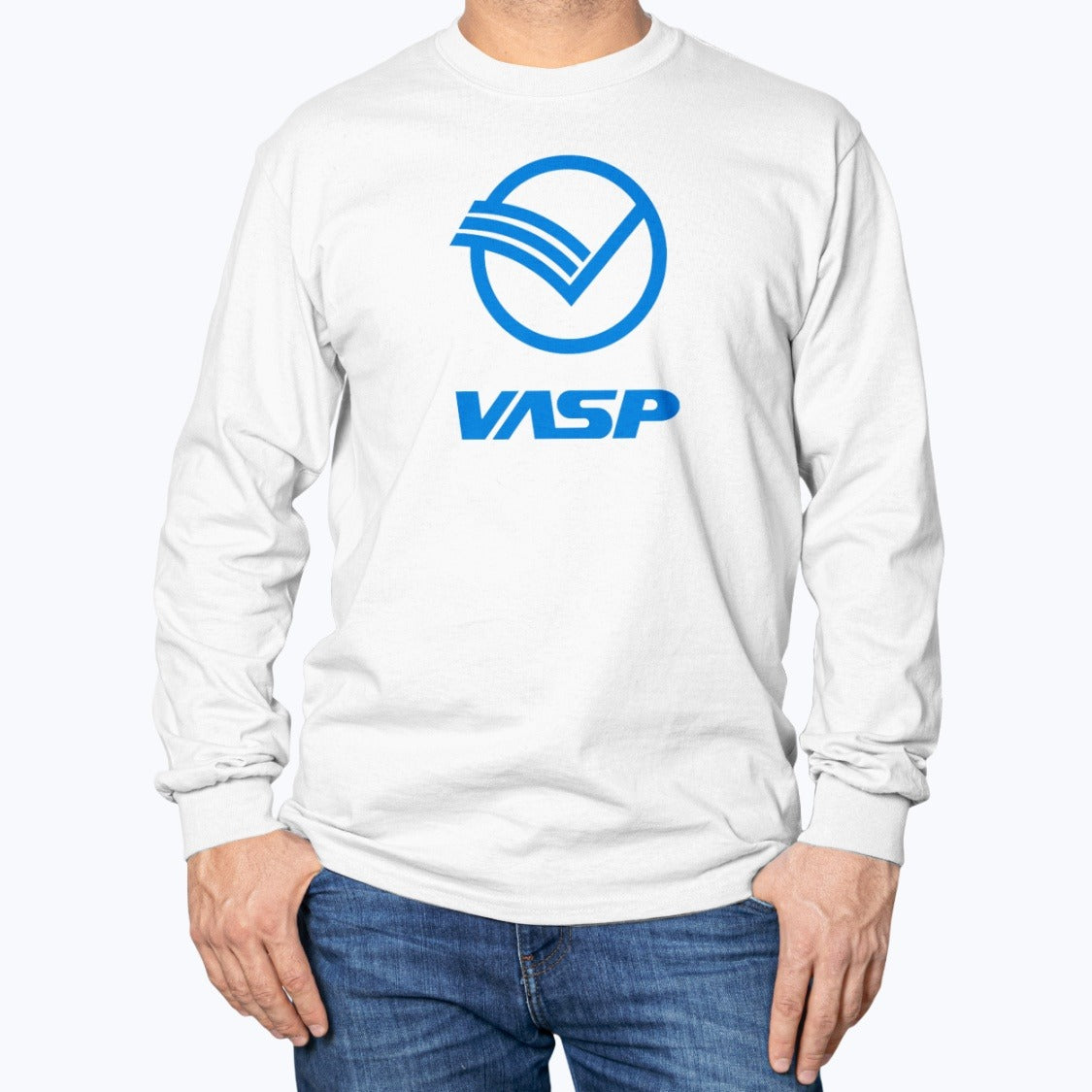 VASP Unisex Long Sleeve T-Shirt - White - Model