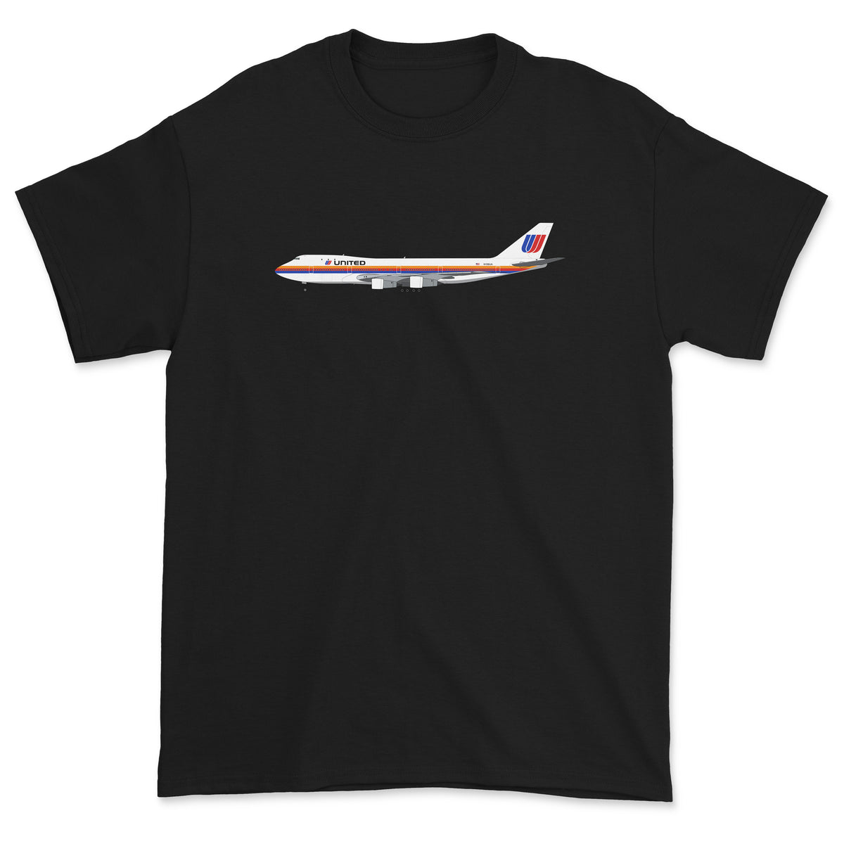 United Airlines Boeing 747-100 Unisex T-Shirt - Black