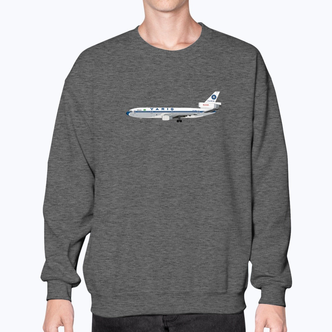 Varig DC-10 Unisex Sweatshirt - Dark Heather - Model