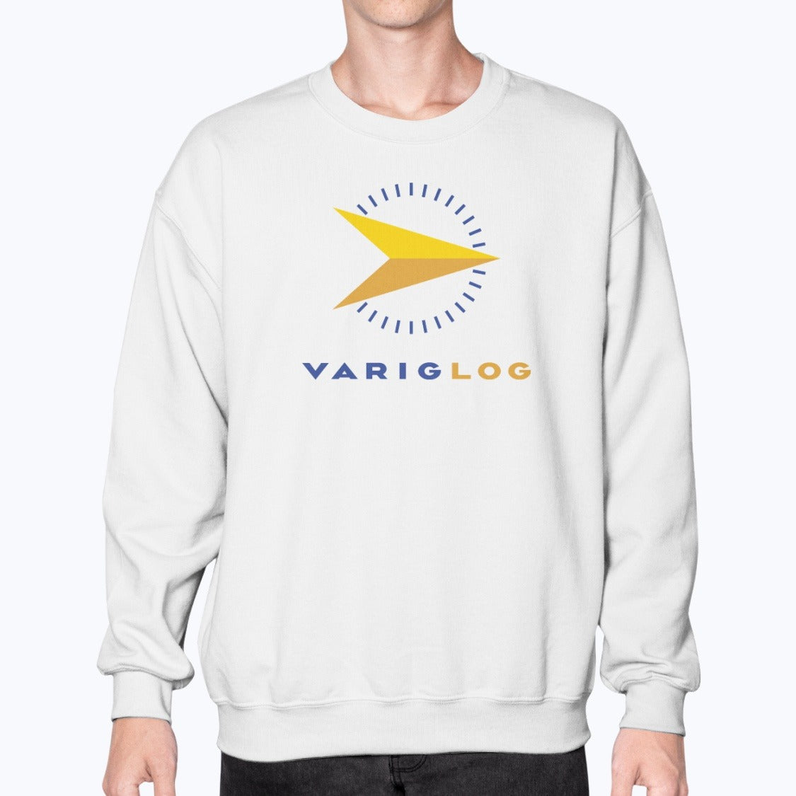 Varig Log Unisex Sweatshirt - White - Model