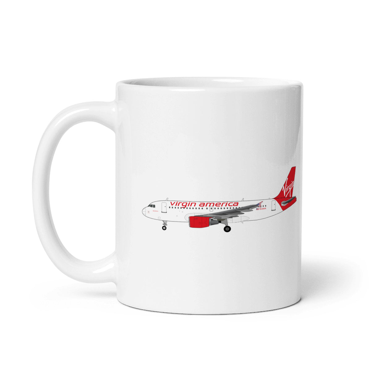 Virgin America A319 Coffee Mug - White - 11 oz - Right