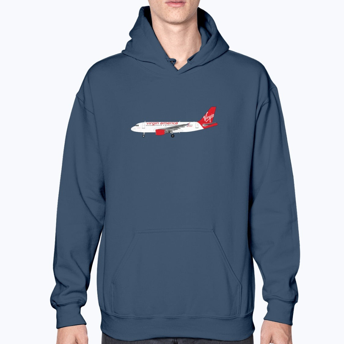 Virgin America A319 Unisex Hoodie - Navy - Model