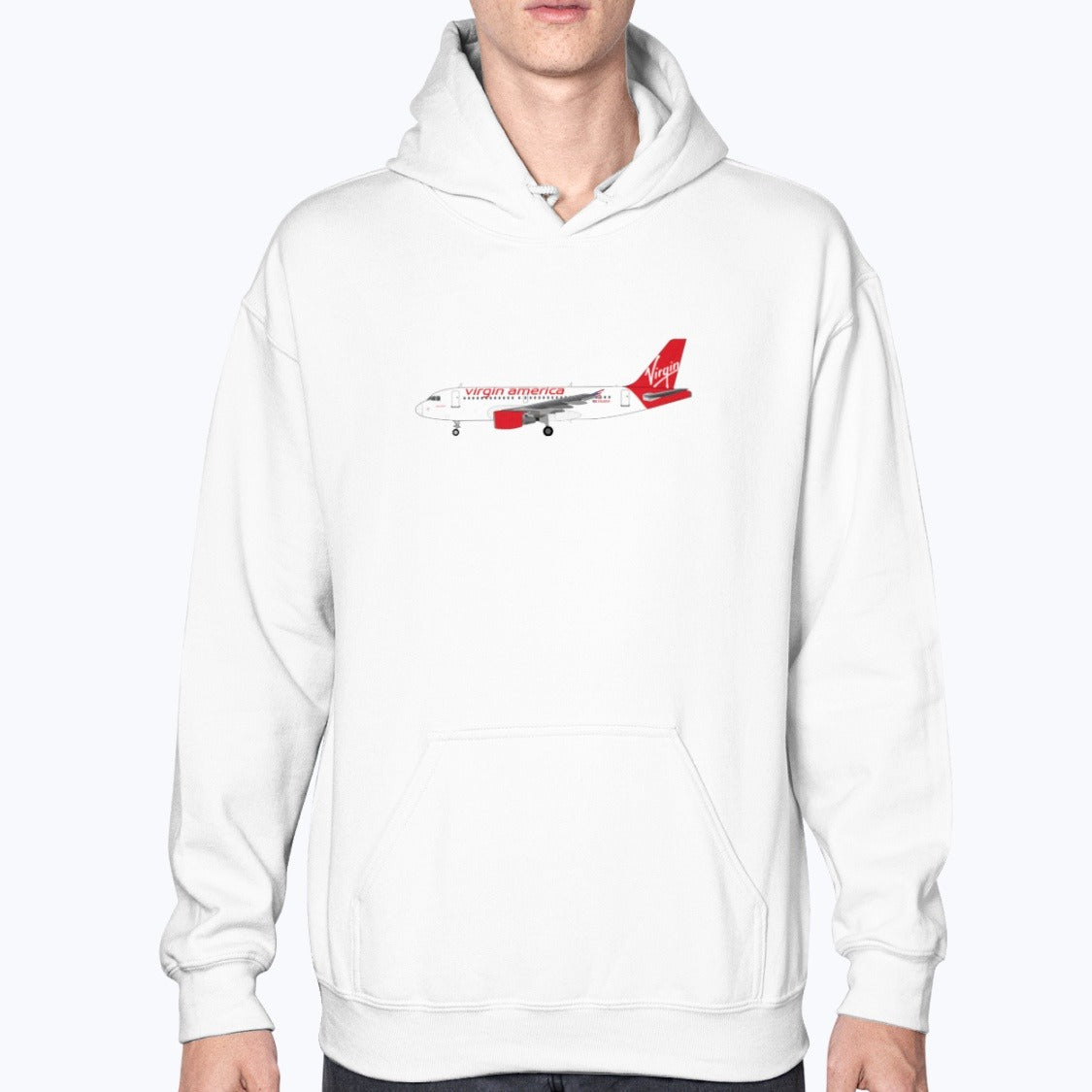 Virgin America A319 Unisex Hoodie - White - Model