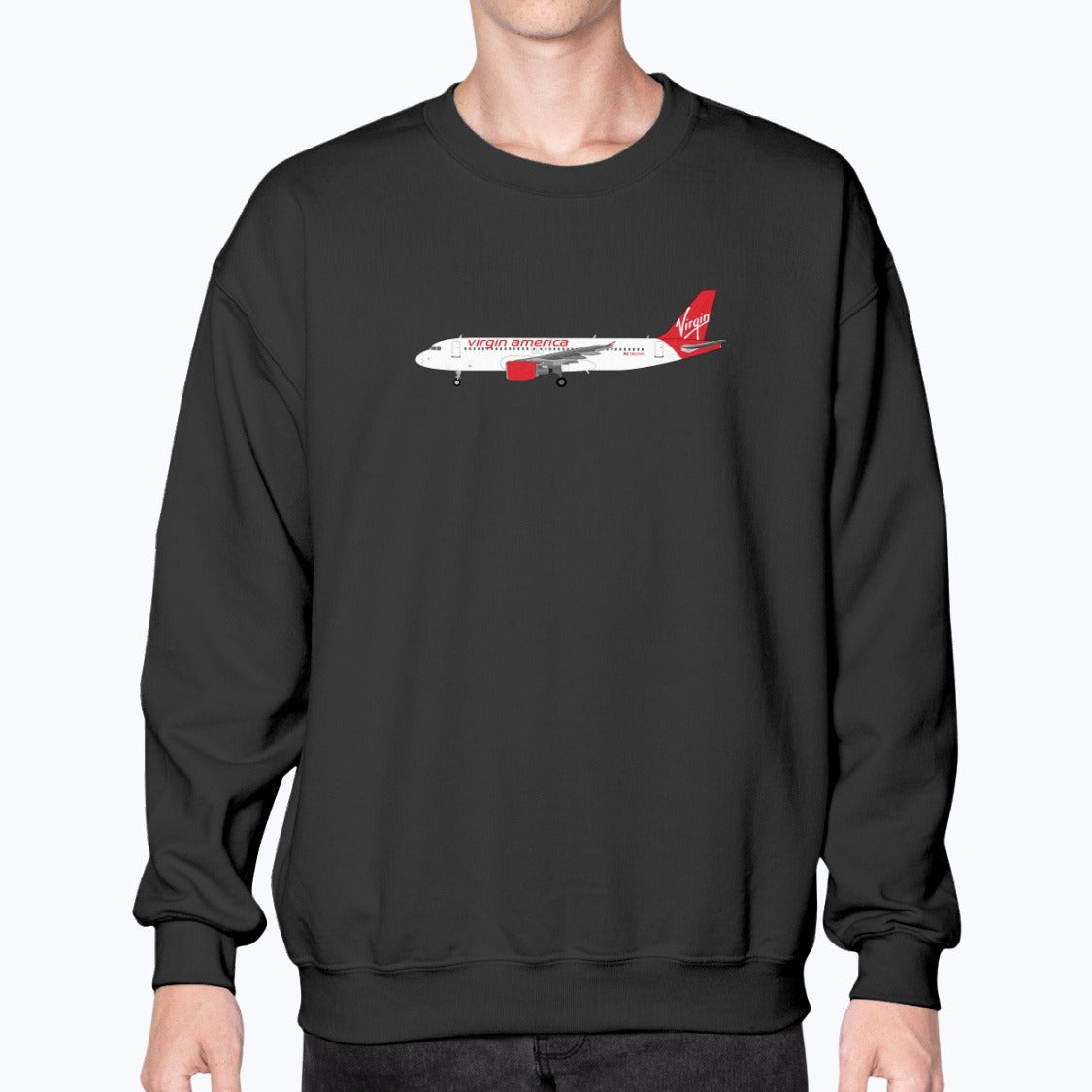 Virgin America A320 Unisex Sweatshirt - Black - Model