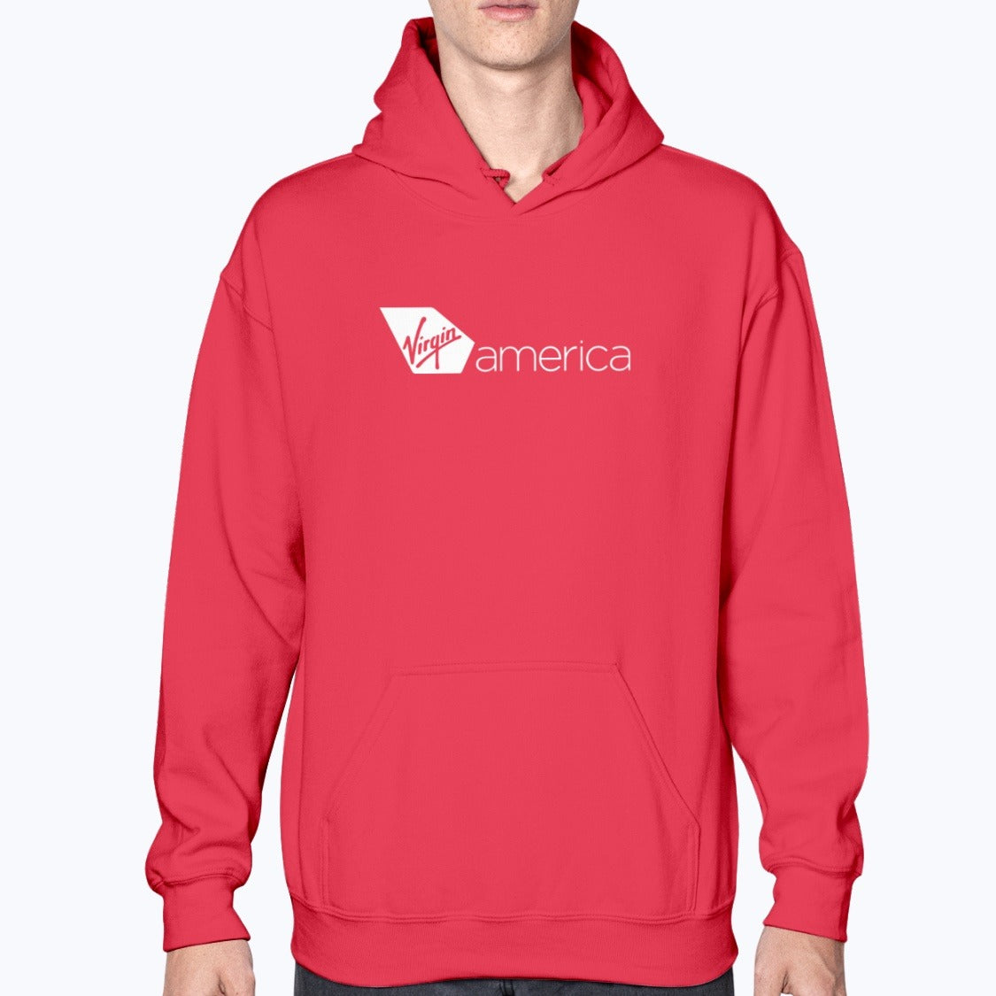 Virgin America Unisex Hoodie - Red - Model