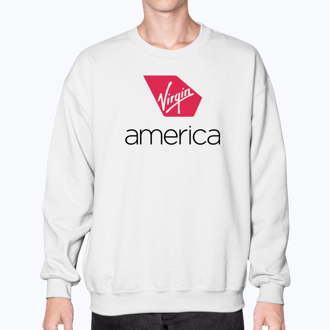 Virgin America Unisex Sweatshirt - White - Model