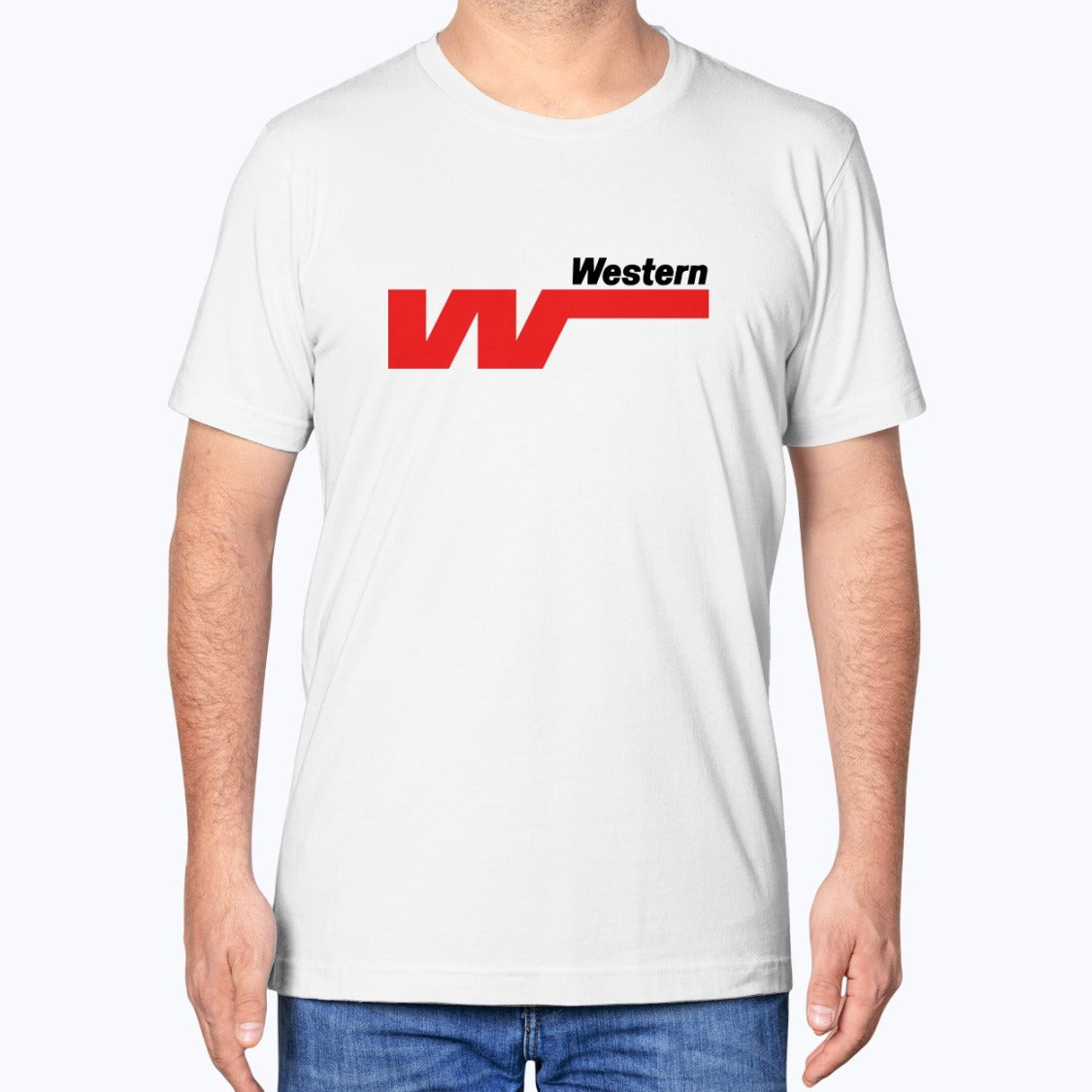 Western Airlines Unisex T-Shirt - White - Model