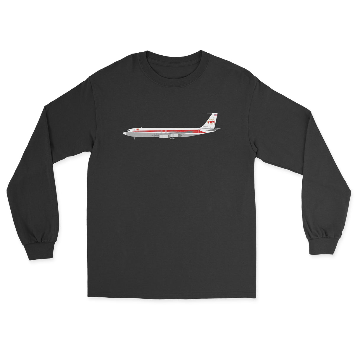 TWA Boeing 707 Unisex Long Sleeve T-Shirt - Black