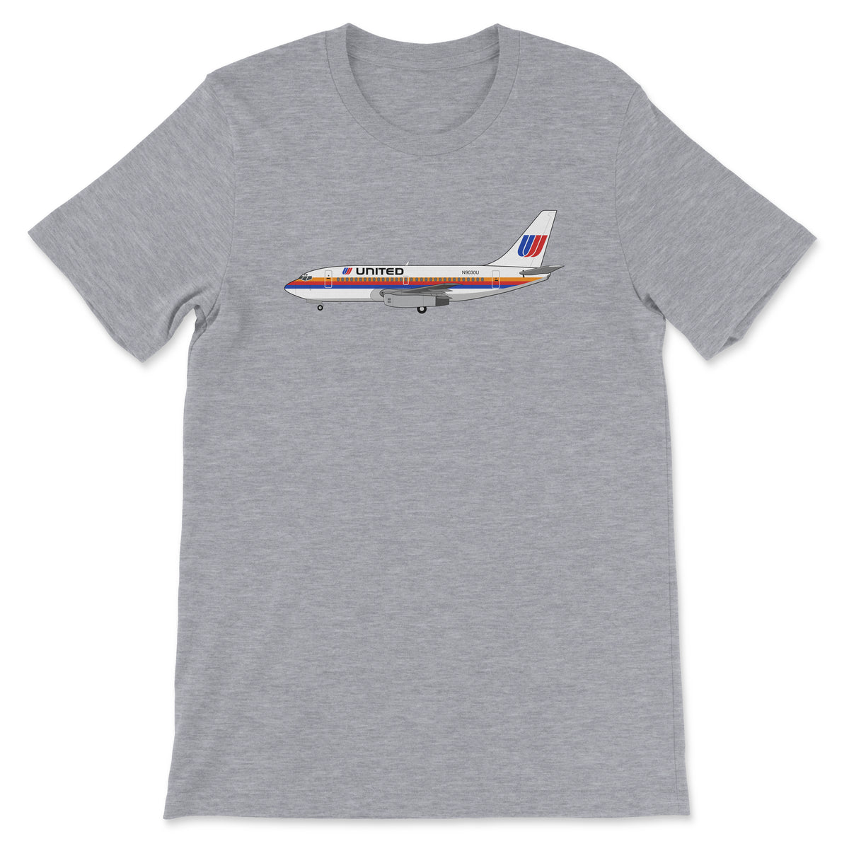 United Airlines Boeing 737 Unisex T-Shirt - Athletic Heather