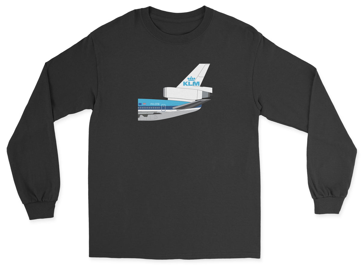 KLM McDonnell Douglas DC-10 Tail Section Unisex Long Sleeve T-Shirt - Black
