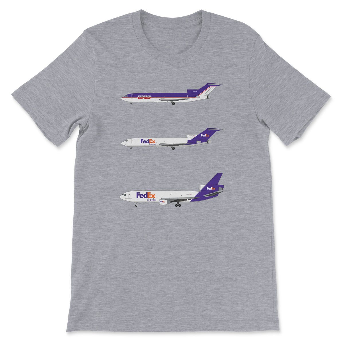 FedEx B727, DC-10 Unisex T-Shirt - Athletic Heather