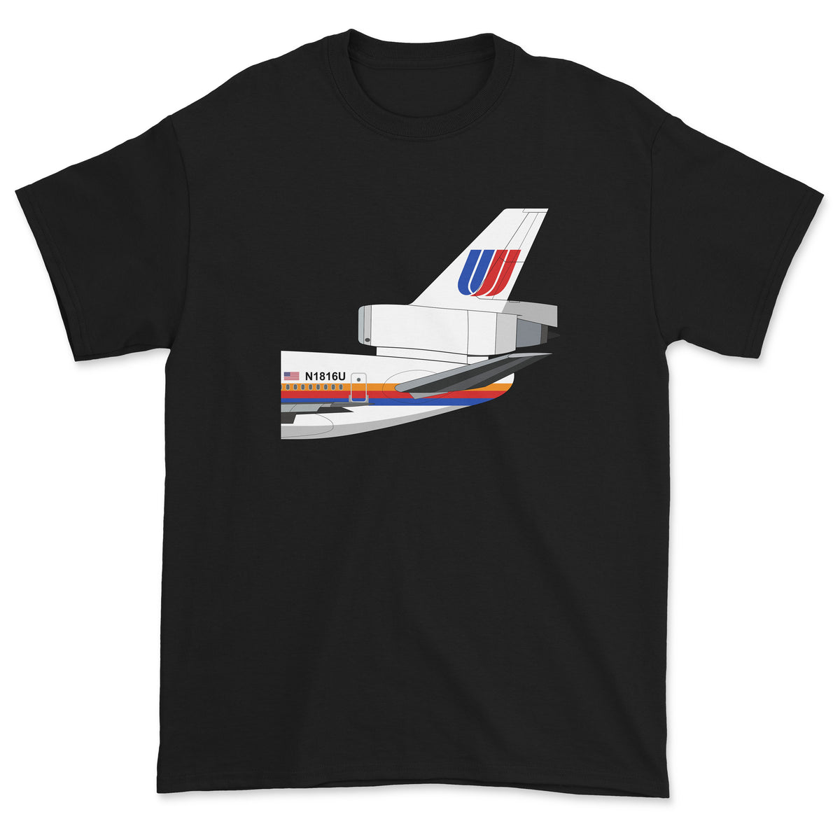 United Airlines Mcdonnell Douglas DC-10 Tail Section Unisex T-Shirt - Black
