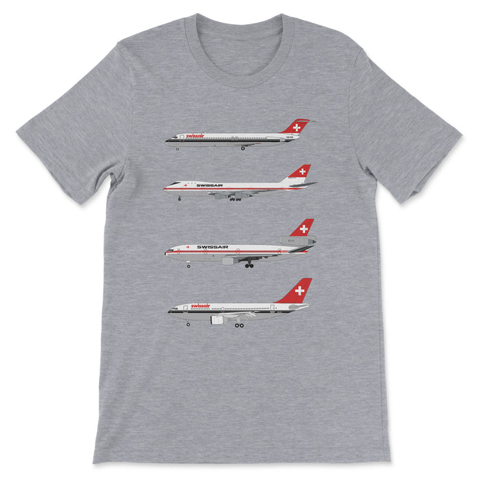 Swissair DC-9, B747, DC-10, A310 Unisex T-Shirt - Athletic Heather