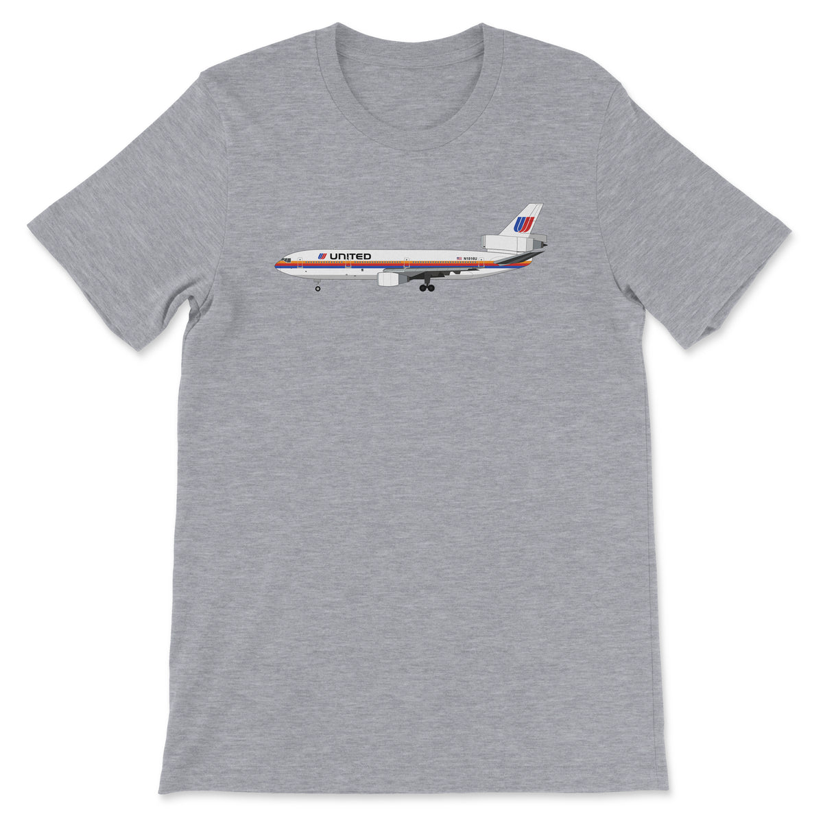 United Airlines Mcdonnell Douglas DC-10 Unisex T-Shirt - Athletic Heather