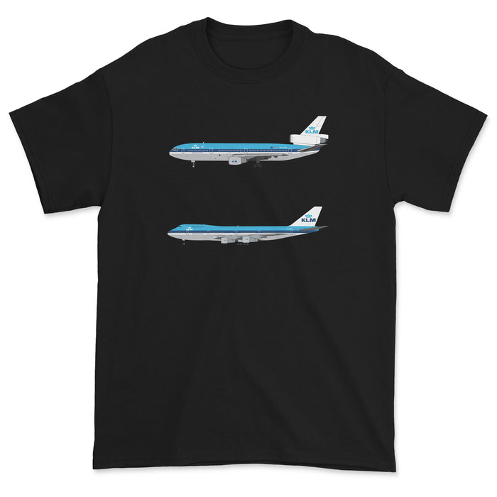 KLM DC-10, B747 Unisex T-Shirt - Black