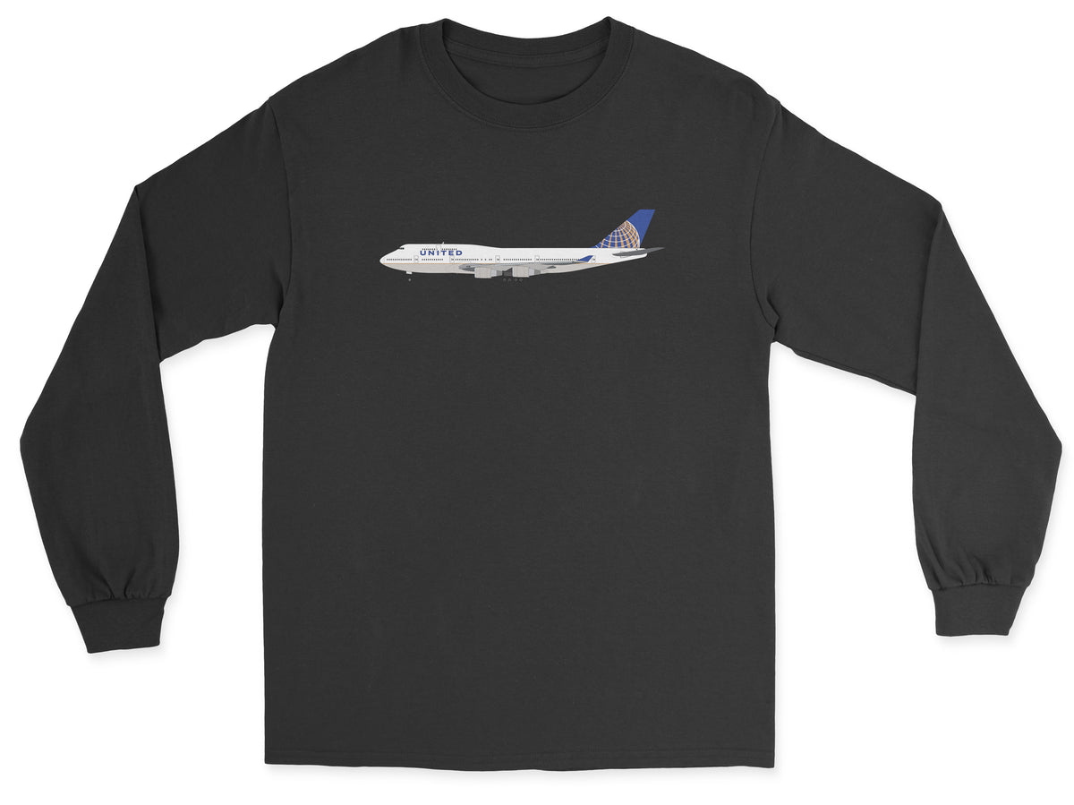 United Airlines Boeing 747-200 Unisex Long Sleeve T-Shirt - Black
