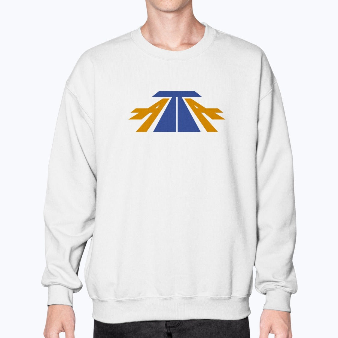 ATA Airlines Unisex Sweatshirt - White - Model