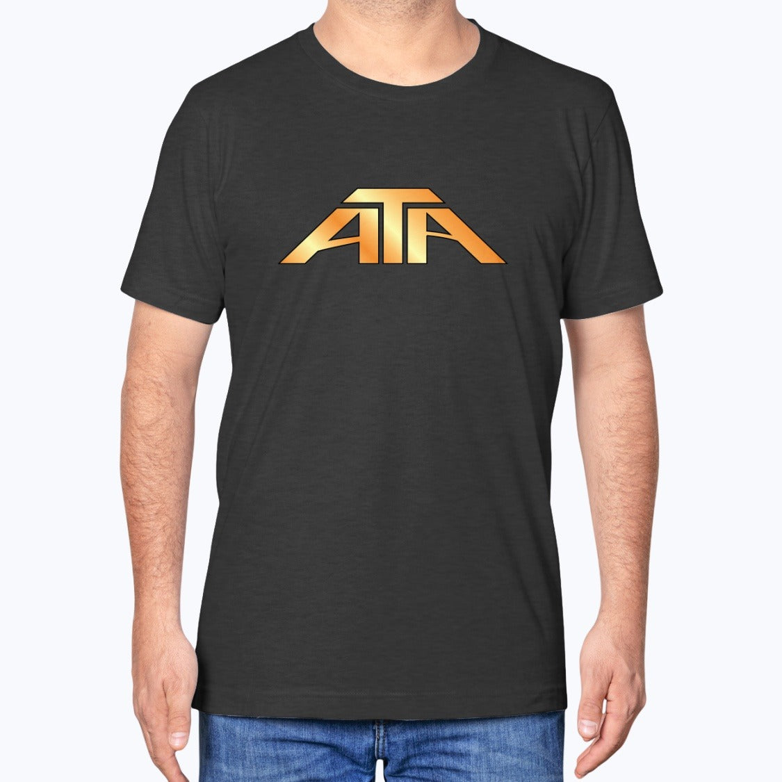 ATA Airlines Unisex T-Shirt - Black Heather - Model