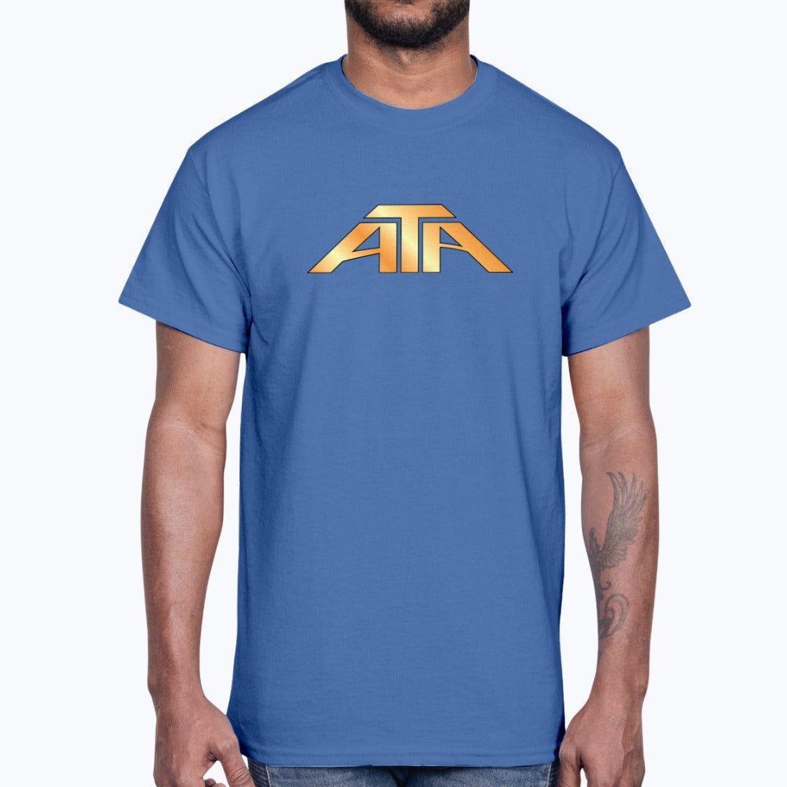 ATA Airlines Unisex T-Shirt - Royal Blue - Model