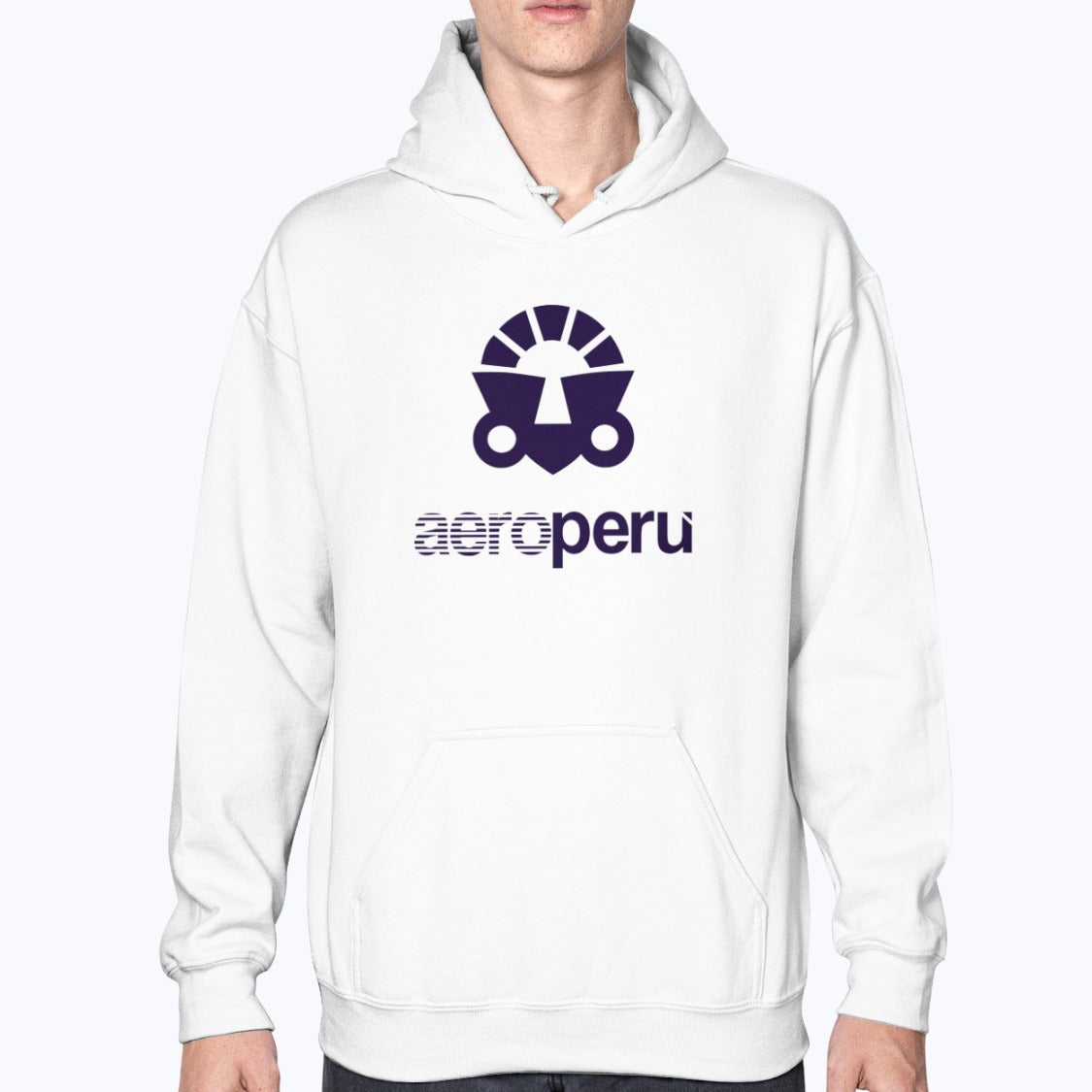 Aeroperu Unisex Hoodie - White - Model
