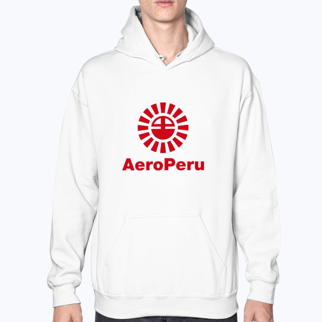 Aeroperu Unisex Hoodie - White - Model