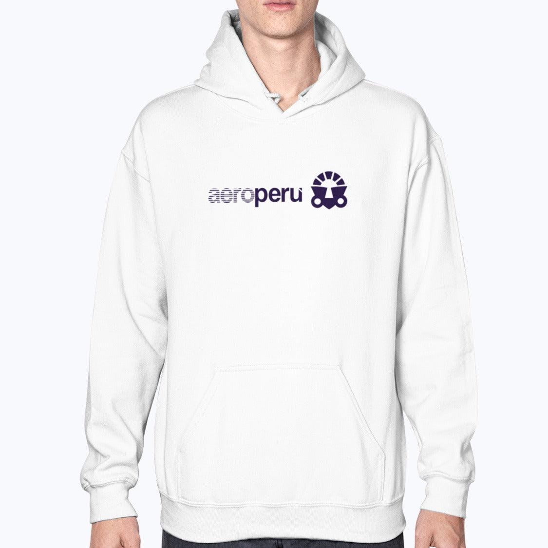 Aeroperu Unisex Hoodie - White - Model