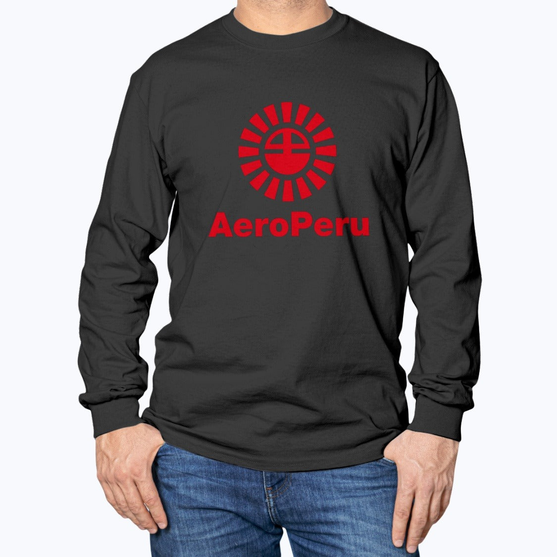 Aeroperu Unisex Long Sleeve T-Shirt - Black - Model