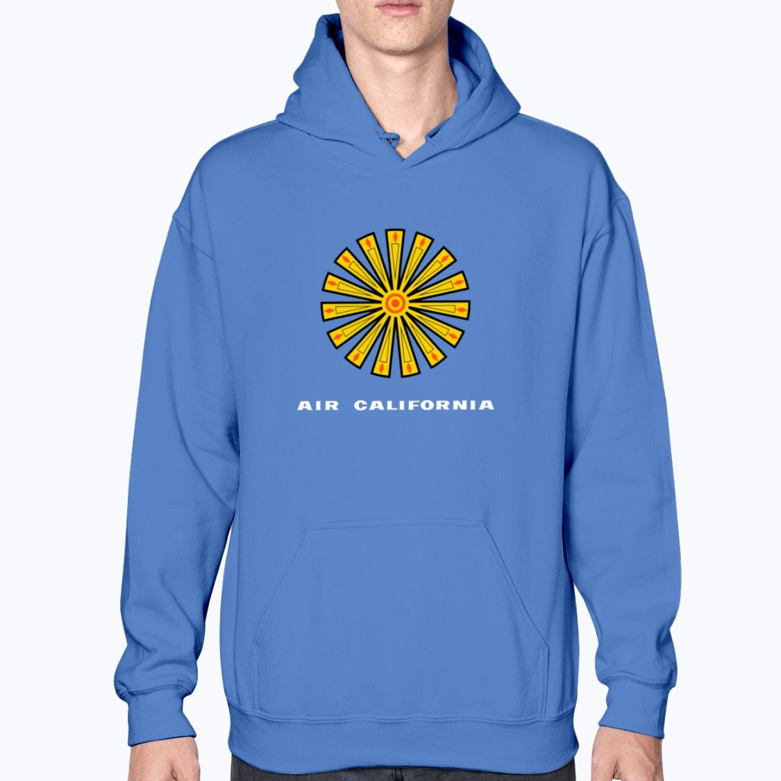 Air California Unisex Hoodie - Royal Blue - Model