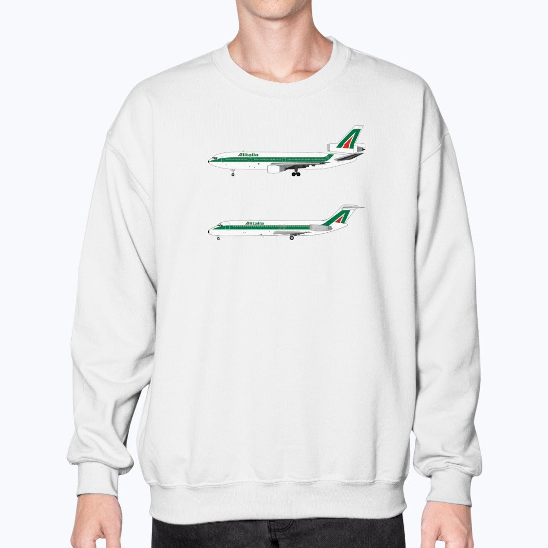 Alitalia DC-10, DC-9-32 Unisex Sweatshirt - White - Model