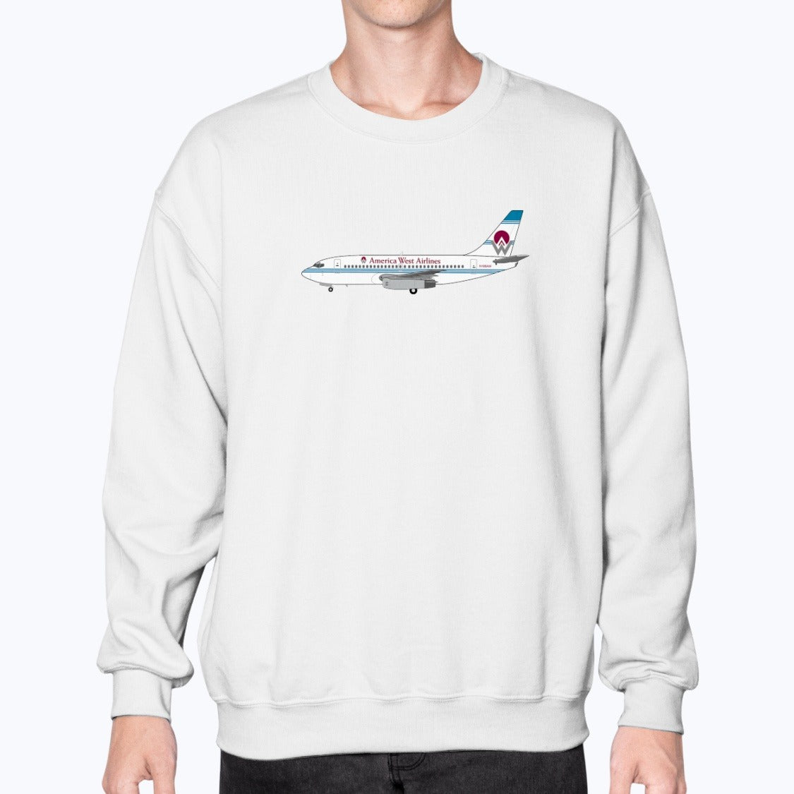 America West Airlines B737 Unisex Sweatshirt - White - Model