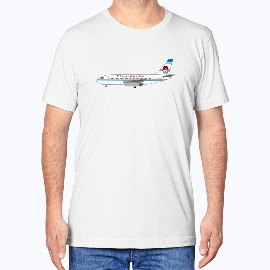 America West Airlines B737 Unisex T-Shirt - White - Model