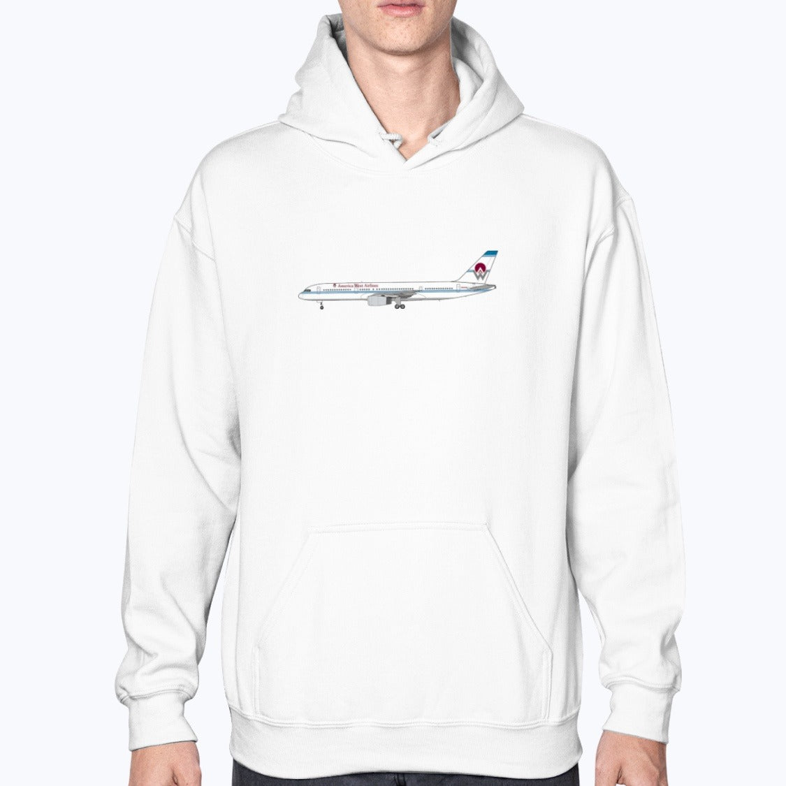 America West Airlines B757 Unisex Hoodie - White - Model