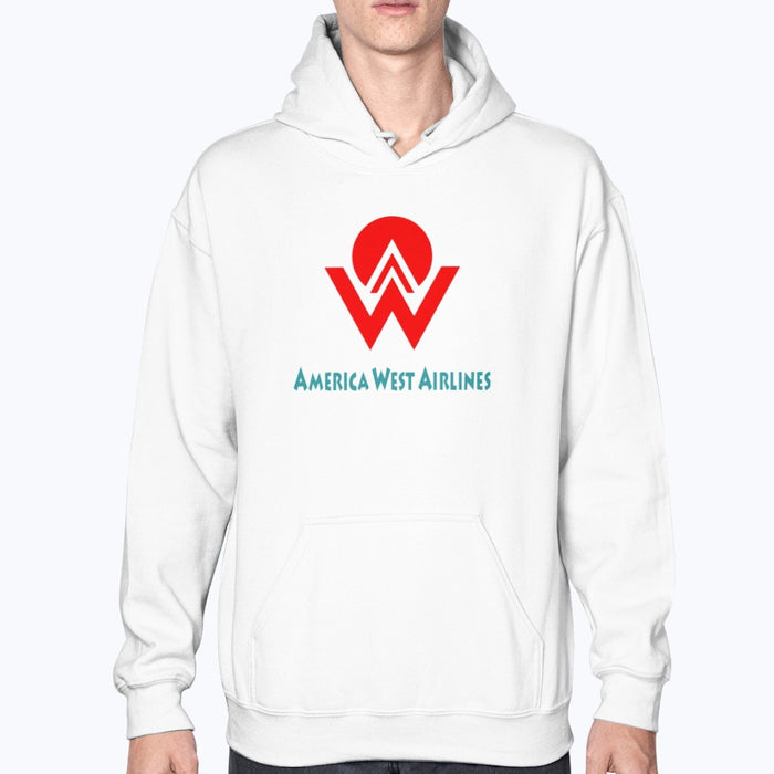 America West Airlines Unisex Hoodie - White - Model