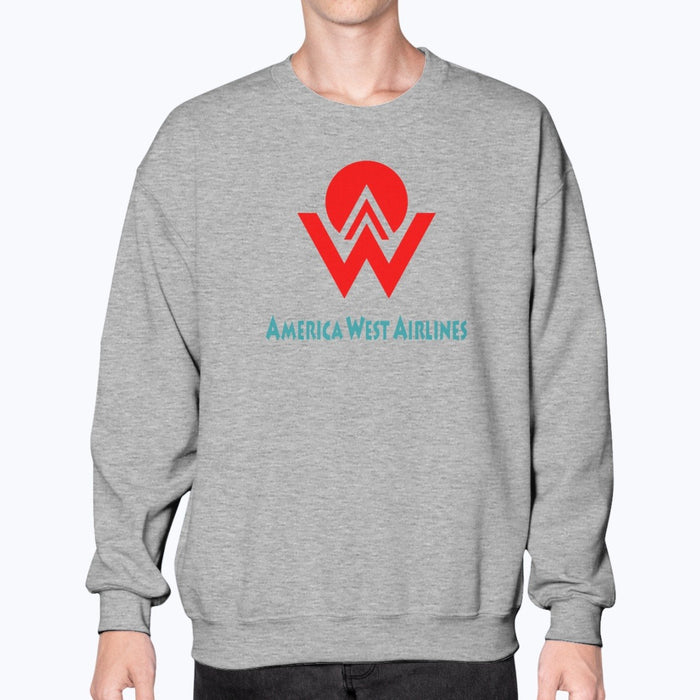 America West Airlines Unisex Sweatshirt - Sport Grey - Model